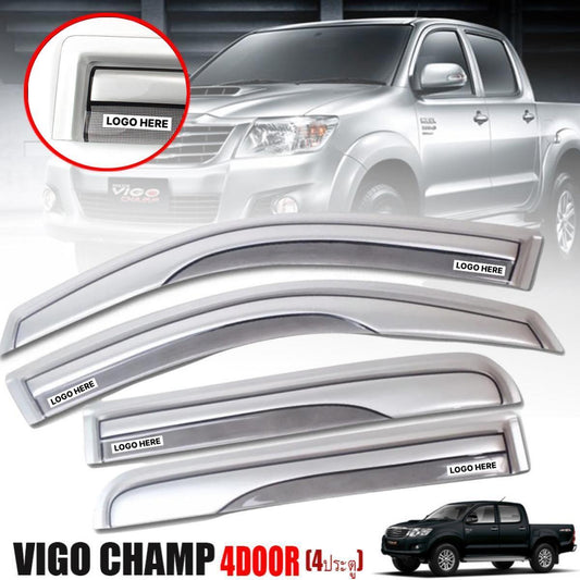 Silver Gray Rain Sun Visor Guards For Toyota Hilux 4-Door GGN15 KUN16 2012-2014