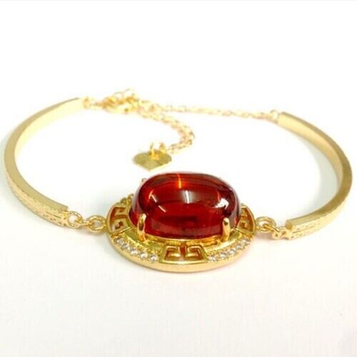 Red Naga Eye Gem Bracelet Vintage Jewelry Gemstone Thai Buddhist Amulet Talisma
