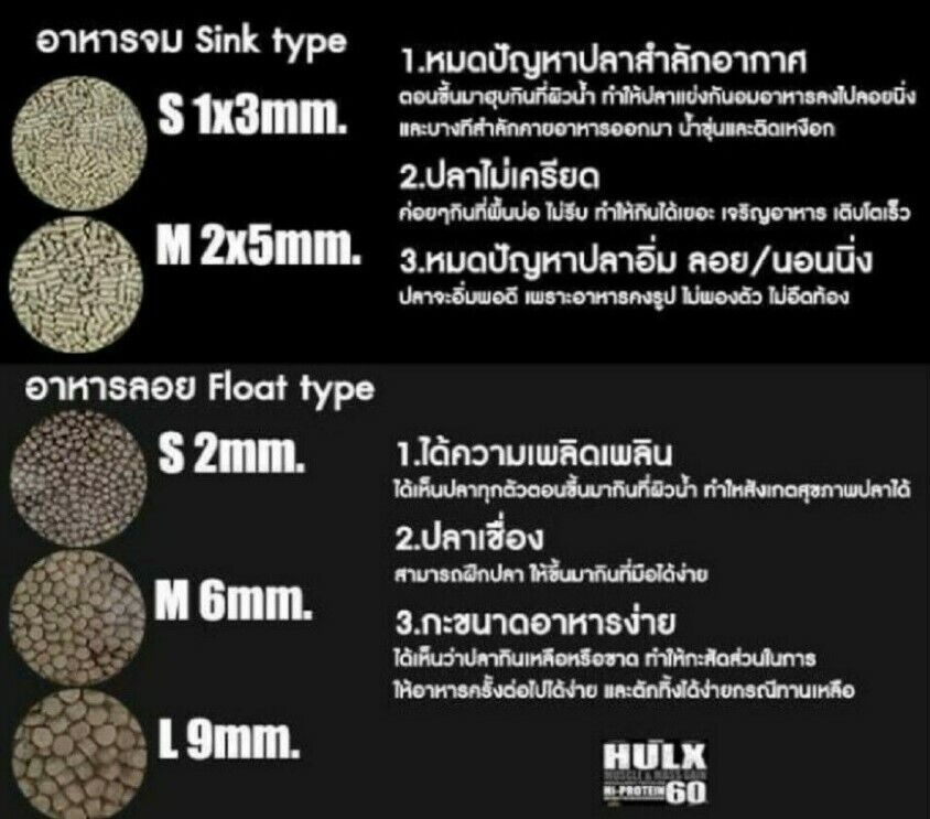 HULX SUPREME Goldfish Food Sinking Pellets Whey Mixed High Quality Protein 60%