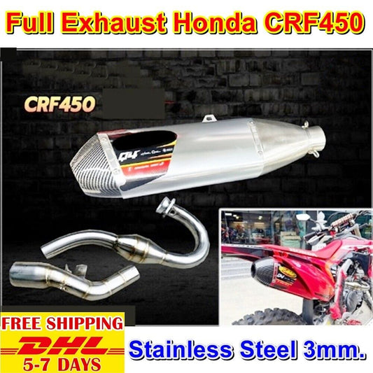 S9 Silver Exhaust Full system For Honda Crf450r Muffler Pipe Crf 450 Crf450 New