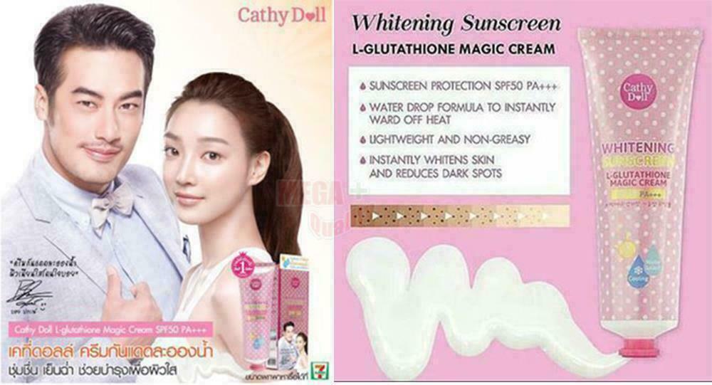 4 x Cathy Doll Karmart L-Glutathione Magic Cream Whitening Sunscreen SPF50 60ml.