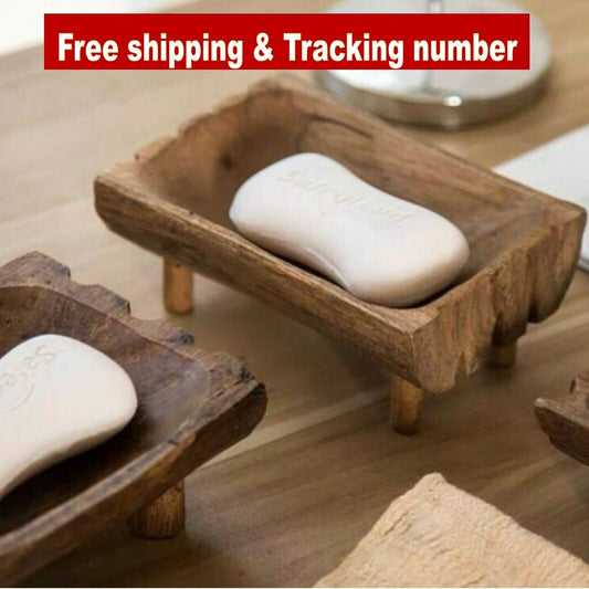 Wood Soap Dish Holder Bath Shower Plate Bathroom