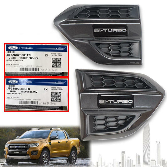 Original 2018-2019 Ford Ranger Side Vent Air Flow Fender Bi-Turbo Gray 2 PCS