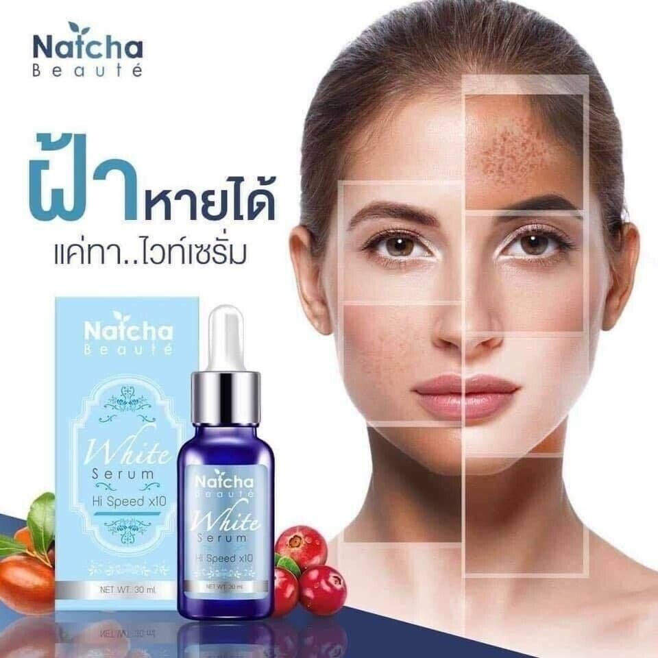 Duo Set Natcha White Serum&Rizda Soap Clear Face Brighten Anti Dull Skin Wrinkle