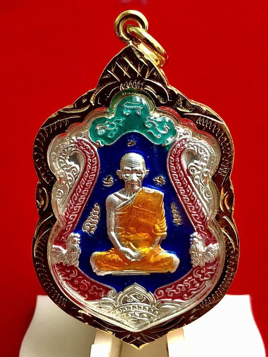 Thai Buddha Amulet Charm Talisman Holy LP Ruay Wat Tako Gold Case Magic