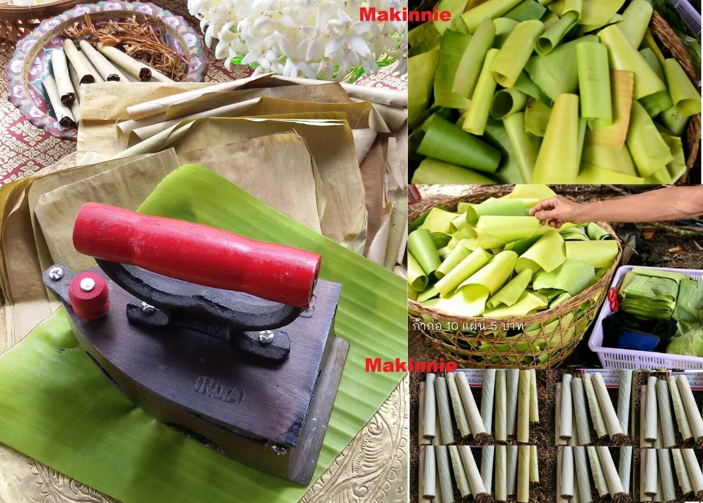 10 Roll Dry Banana Leaves Natural Cigarette Paper Rolling Tobacco Thai Vintage