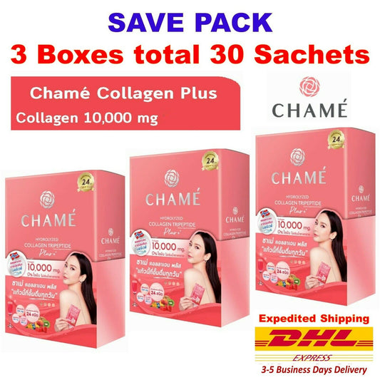 3x Chame Hydrolyzed Collagen Tripeptide Plus 10000mg Reduce Wrinkle Aging Skin