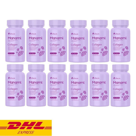 12x Manami Collagen Chewable Tablet Puiinun Younger Bright Skin Reduce Dark Spot