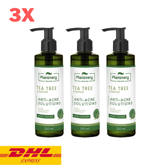 3x Plantnery Tea Tree Facial Cleanser Anti Acne Oil Control Facial Skin 250 ml