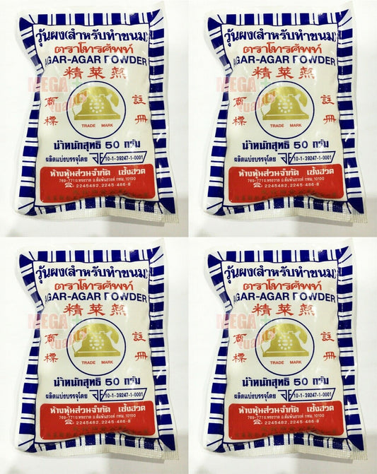 4 x Telephone Agar Agar Powder Nutrient Thai Dessert Gelatin Jelly Seaweed 50g