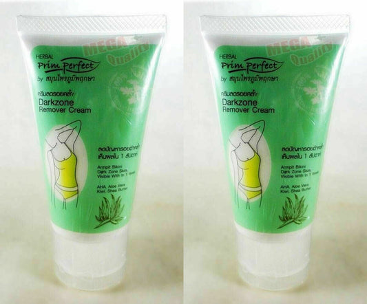 2 x HERBAL Prim Perfect Dark Zone Skin Remover Cream Armpit Bikini AHA Aloe 50g