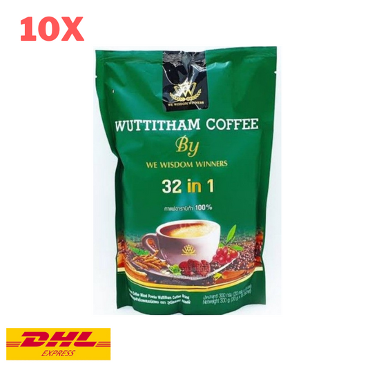 10x Wuttitham Instant Coffee Healthy 32 in 1 Herbs Mix Weight Control Slim Detox