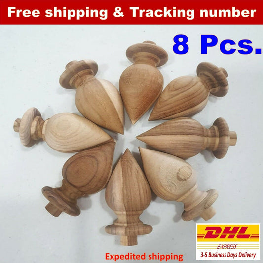 10Pcs Teak Wood Finial Lotus Shape Vintage Regulator Wall Clock Furniture 3"