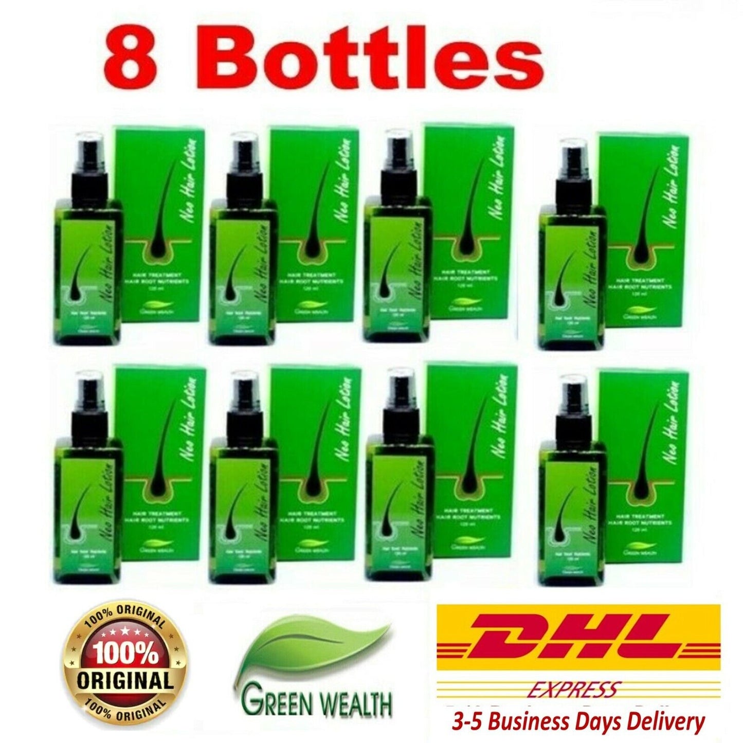 8x 120ml Neo Hair Lotion Green Wealth Growth Root Nutrients Hair Loss Treatments