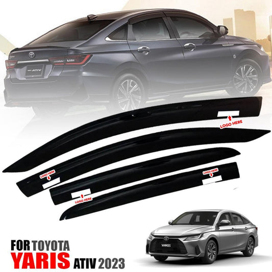 Sun Visor Guard Rain Chrome Rim Cover Fit Toyota Yaris Ativ 2022-24 AC100 Sedan