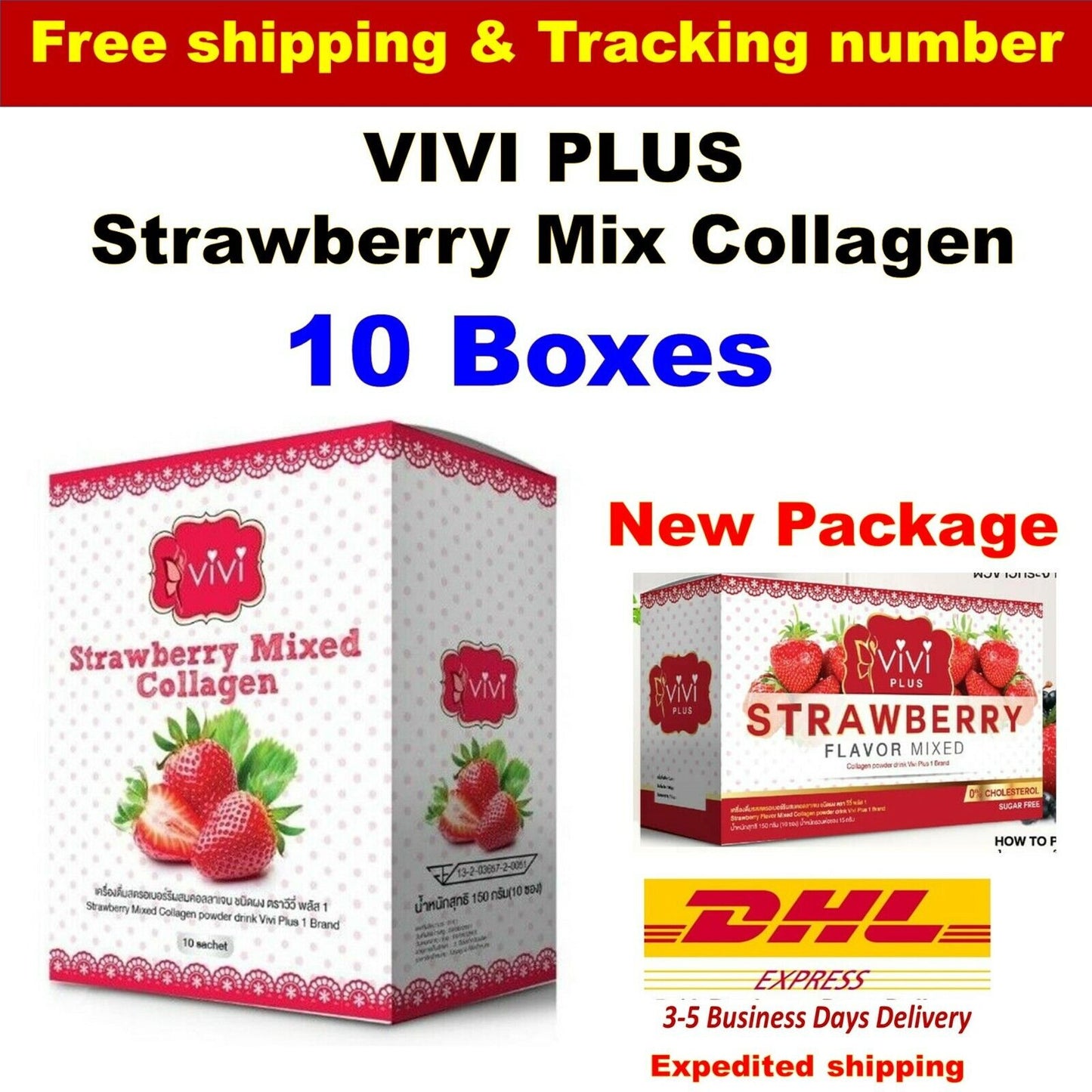 10X Vivi Plus Strawberry Mix Collagen Radiance Skin Weight Loss Anti Aging Diet