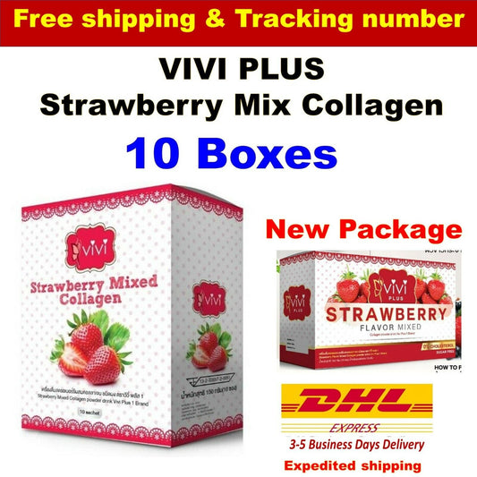 10X Vivi Plus Strawberry Mix Collagen Radiance Skin Weight Loss Anti Aging Diet
