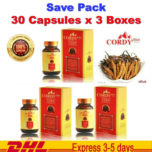 3x Cordy Plus Cordyceps Sinensis Extract Herbal Dietary Health Supplement 350mg
