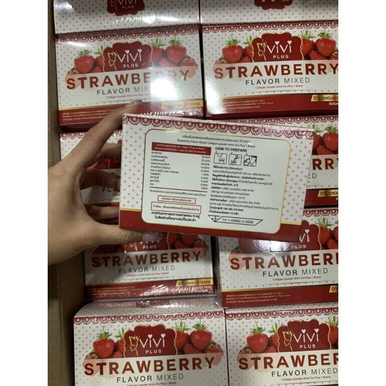 10x Vivi Plus Strawberry Flavor Mix Drink Collagen Weight Control Younger Skin