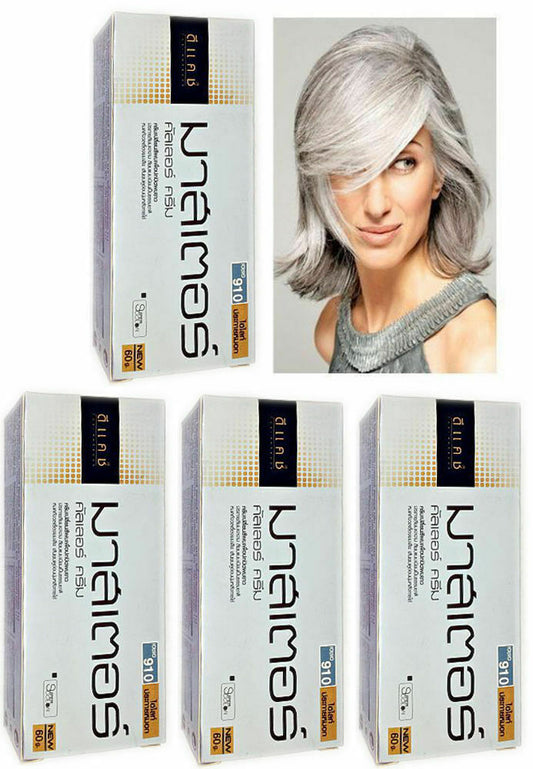 4 x DCASH Permanent Hair Dye Color Cream Super Color # HA 910 ASH GRAY HIGHLIGHT