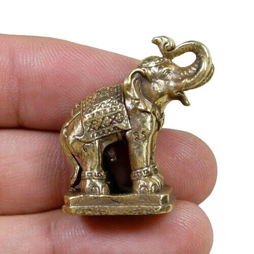 Brass Minute Elephant Figurines Opulence Property Amulet Fetish Talisman Statue
