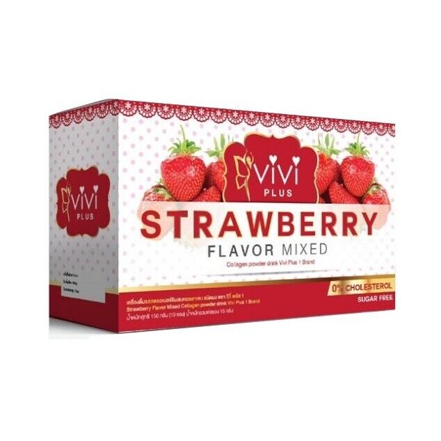 10x Vivi Plus Strawberry Flavor Mix Drink Collagen Weight Control Younger Skin