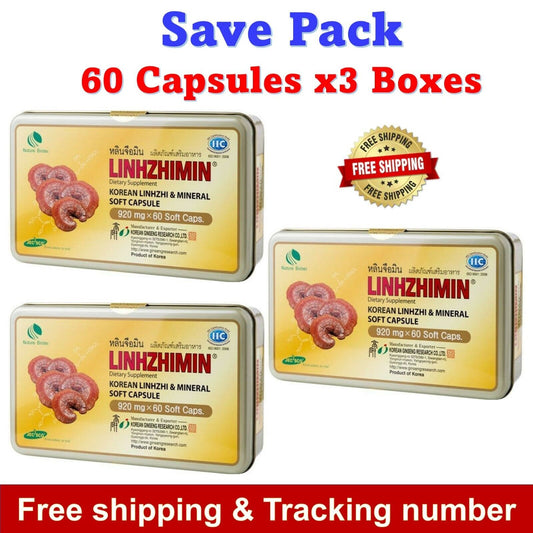 LINHZHIMIN Dietary Supplement Red Reish Extract Linhzhi Mushroom Healthy (3Pcs)