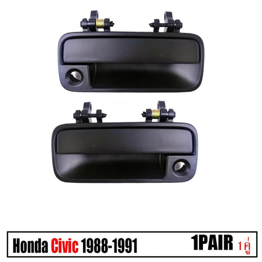 LR LH RH Front Outside Outer Door Handle Black For Honda Civic Sedan 1988-1991