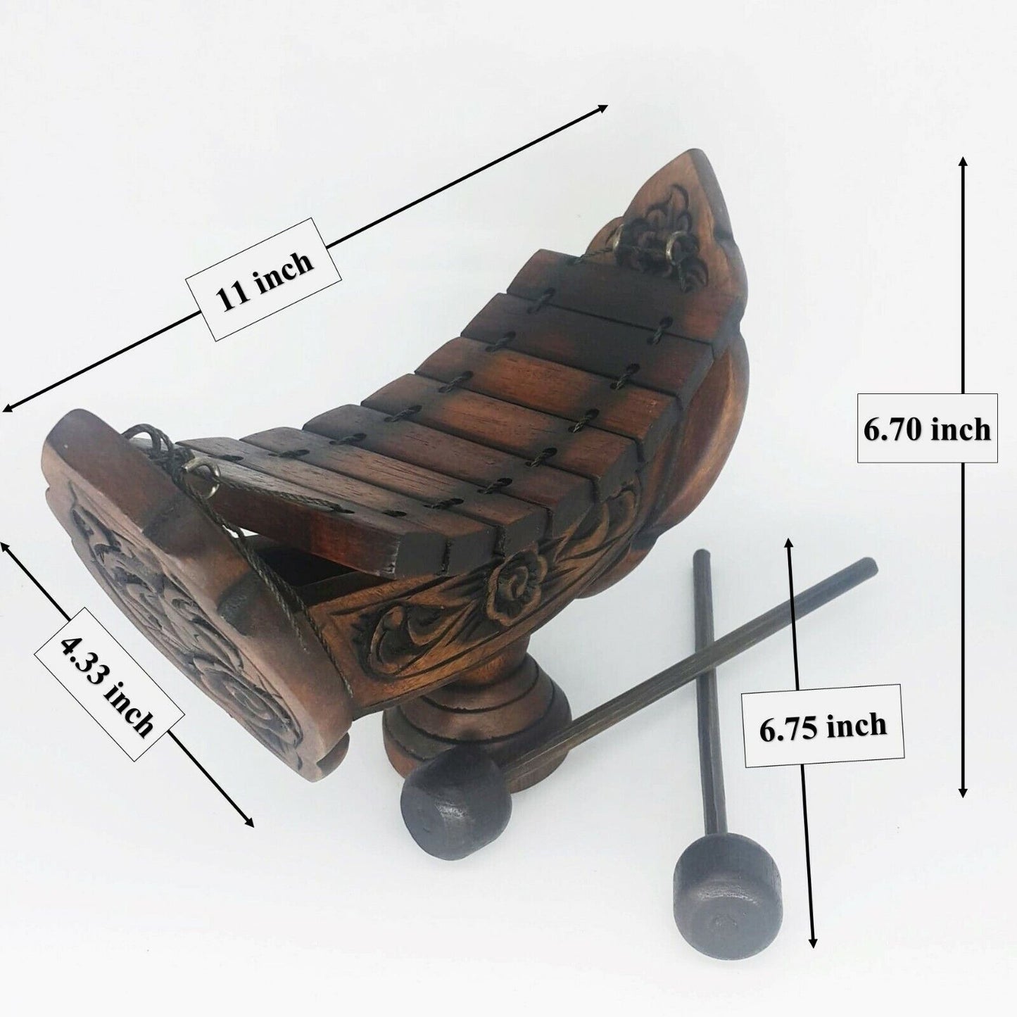 Xylophone Thai Wooden Ranad Brown Teak Wood Music Instrument Home Decor Handmade