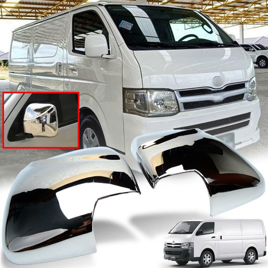 Side Wing Mirror Manual Cover Chrome Trim For Toyota Hiace Commuter 2005-2013