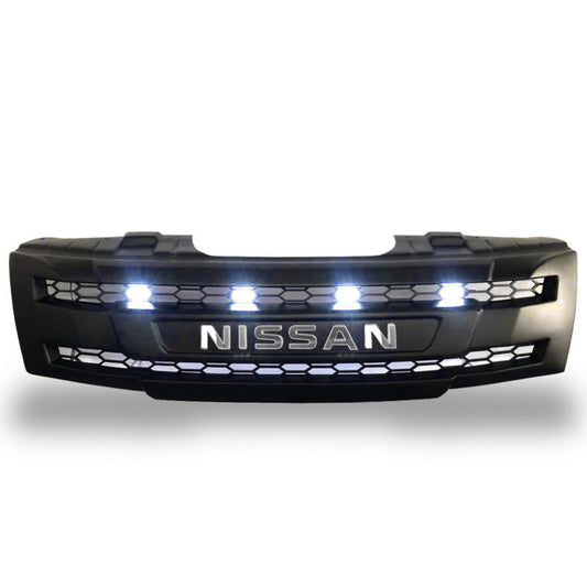Black Grille White LED Chrome Emblem Fit Nissan Navara D40 2005-2013 pickup
