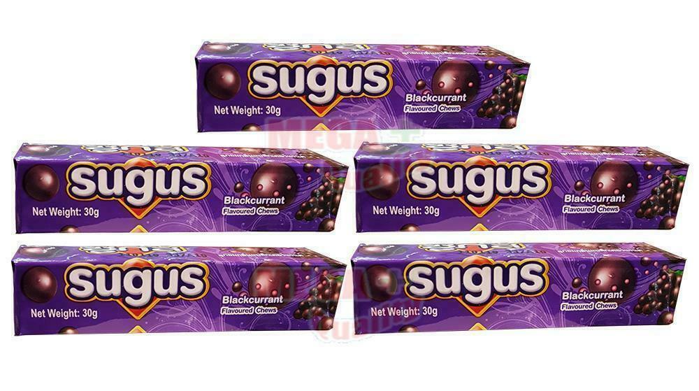 10 pack Sugus Blackcurrant Flavoured Chewy Sweet Candy Fruit Juice Fun Chewy 30g