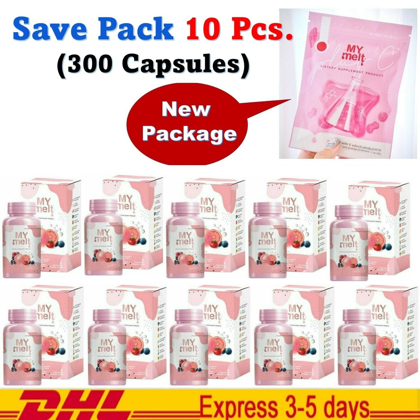 10x My Melt Collagen Gluta Skin Radiance Smooth Freckles Melasma Reduce Acne