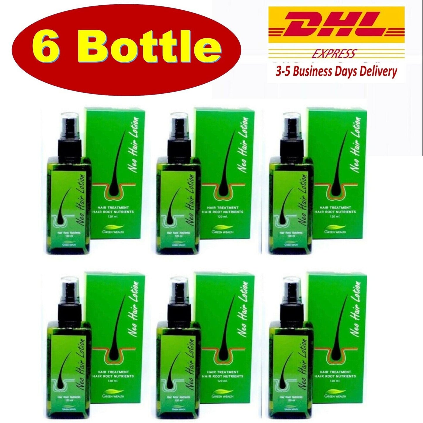 6 x Neo Hair Lotion Root Original Nutrients Longer Hair Treatment 120 ml.