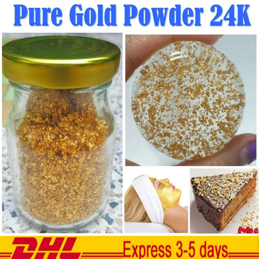 Pure Gold Powder 24K For Mixing Cosmetics Enhance Skin Bakery do by Yourself 1g
