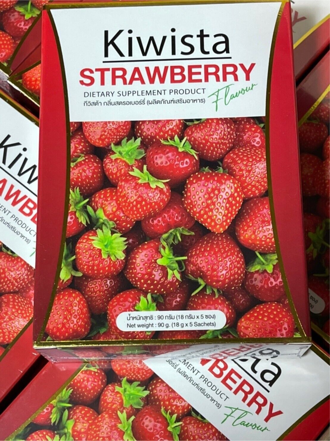 3X Kiwista Strawberry Flavor Powder Drink Detox Reduce Sugar Radiant Skin