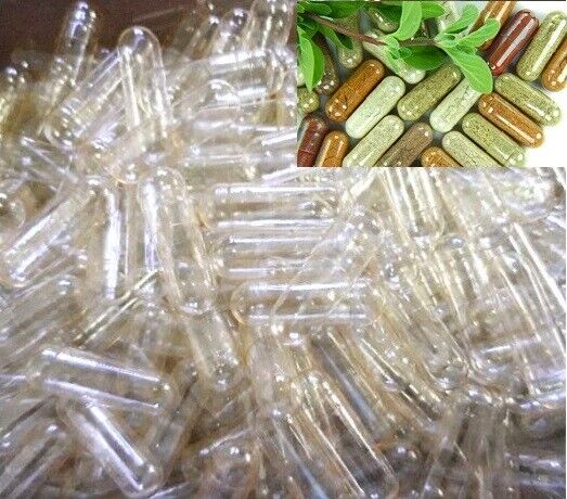 1000 Size 0 Empty Clear Caps Capsule Halal Vegan Refill Herbal Vegetarian Herb