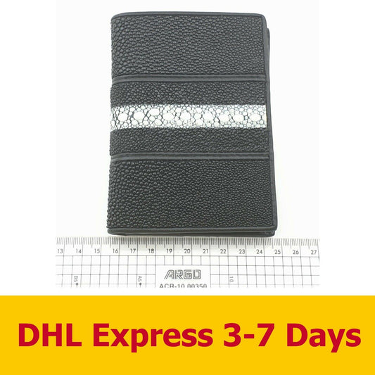 Black Genuine Stingray Vertical Skin Leather Pearl Men's Credit Card Bag Wallets