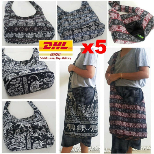 Wholesale Thai Elephant Handbag Women Crossbody Bag Purse Men Hippie Shoulder x5
