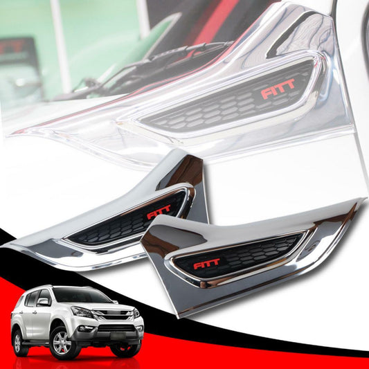 Side Vent Cover Chrome Black Red Logo Fit Isuzu D-max Pickup MU-X MUX 2013-2018