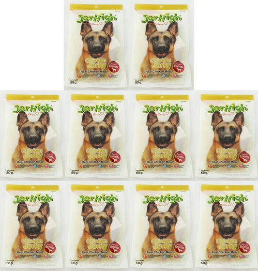 10 x 50 g JERHIGH Chicken Jerky Stick Dog Puppy Treats Real Chicken Meat