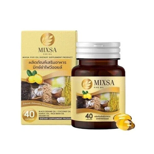 MIXSA FIVE OILS 5 Supplement Brain Bones Sleep Balance 40 Softgels