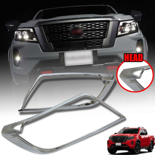 Cover Head Light Lamp Chrome For Nissan Navara Pro-4X Facelift Pickup 2021