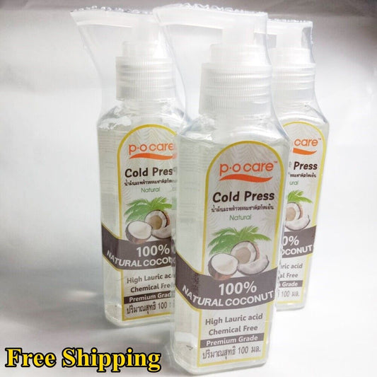 Coconut Oil Cold Press 100% Natural Grade Premium Health Skin Hair Body 100 ml.