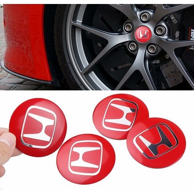 64mm X 4pcs Black H Stickers Abs Plastic Reflect Logo Emblem Wheels Center Caps