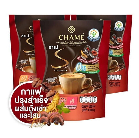 3x CHAME Sye Coffee Pack Cordyceps Korean Ginseng Burn Fat Slim Strong Healthy