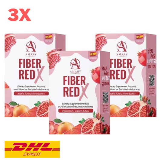 3x Amary Fiber Red X Detox Drink Powder Weight Control Slimming Burn Bright Skin