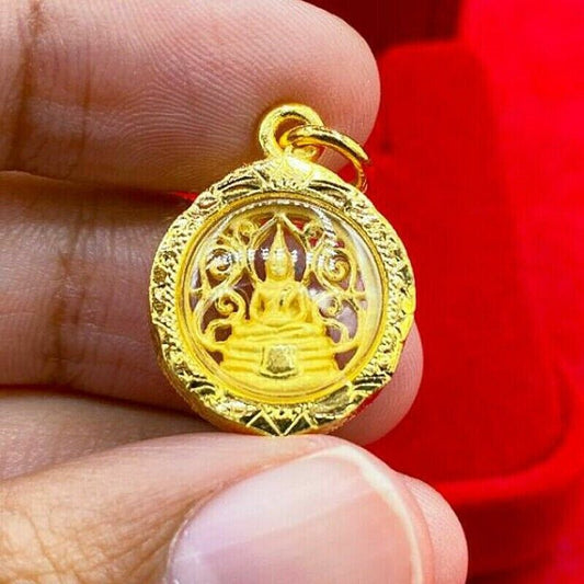 Phra Sothorn Pendant Holy Talisman Clad Case Gold Buddha Thai Buddhist Amulet
