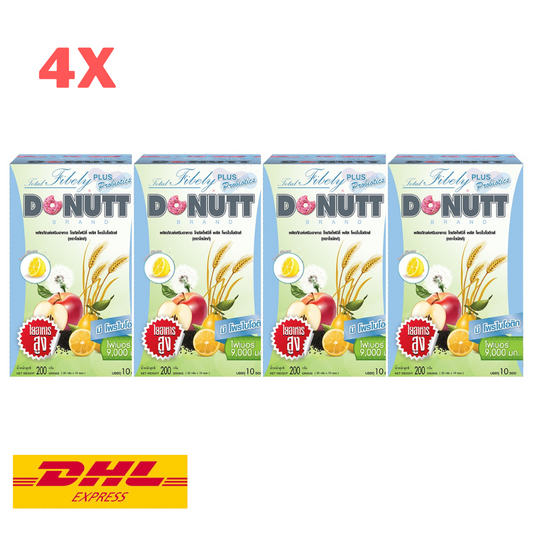 4x DONUTT Total Fibely Plus Probiotics Fiber Detox Drink Powder 9000mg Fiber