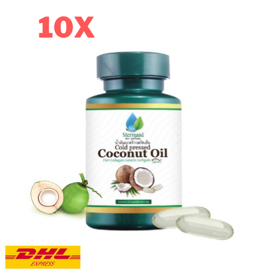 10x Mermaid Cold Pressed Coconut Oil Pure Organic Virgin Thai Premium 40 capsule
